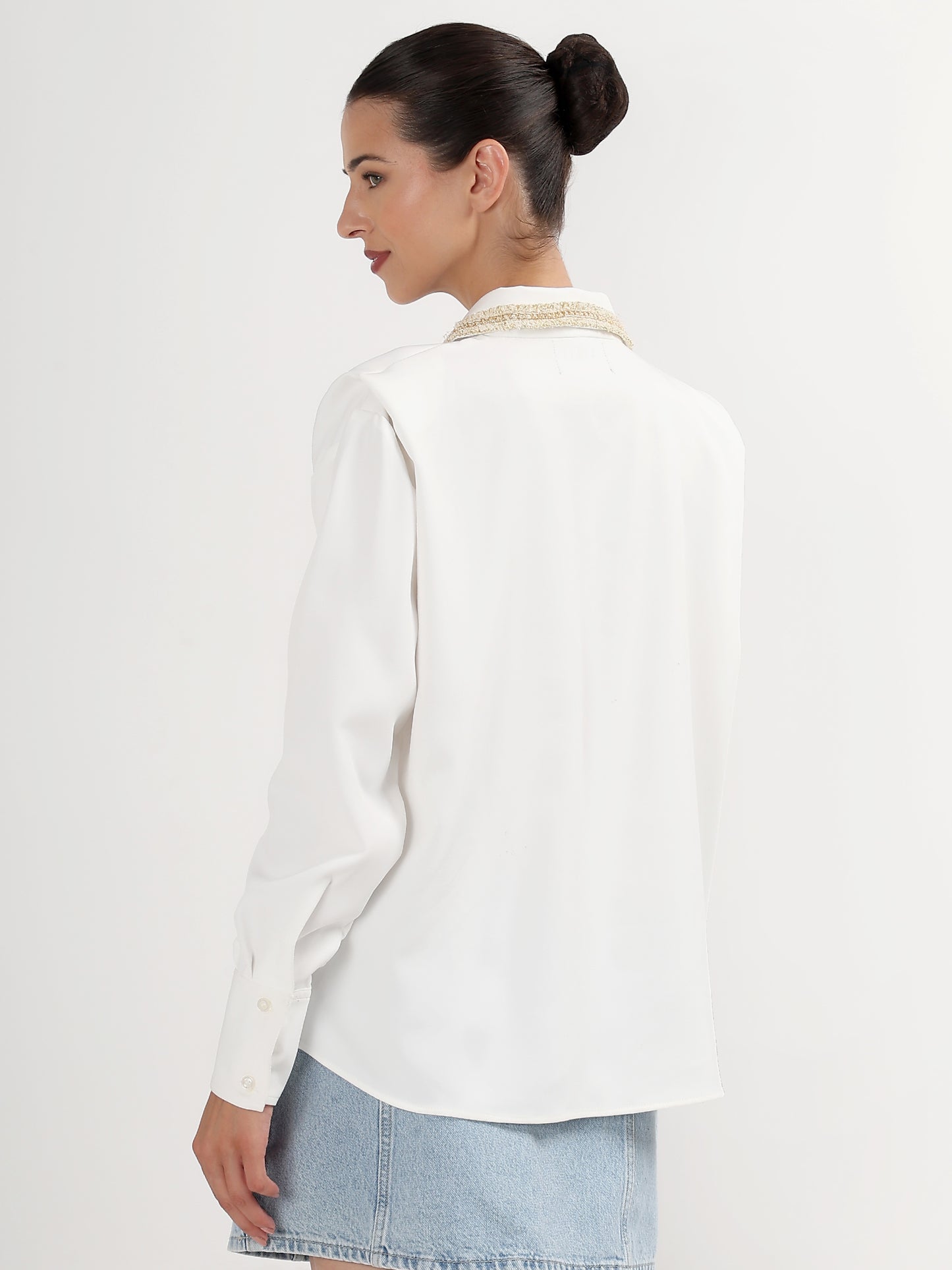 Gold Accent Power Shoulder Shirt