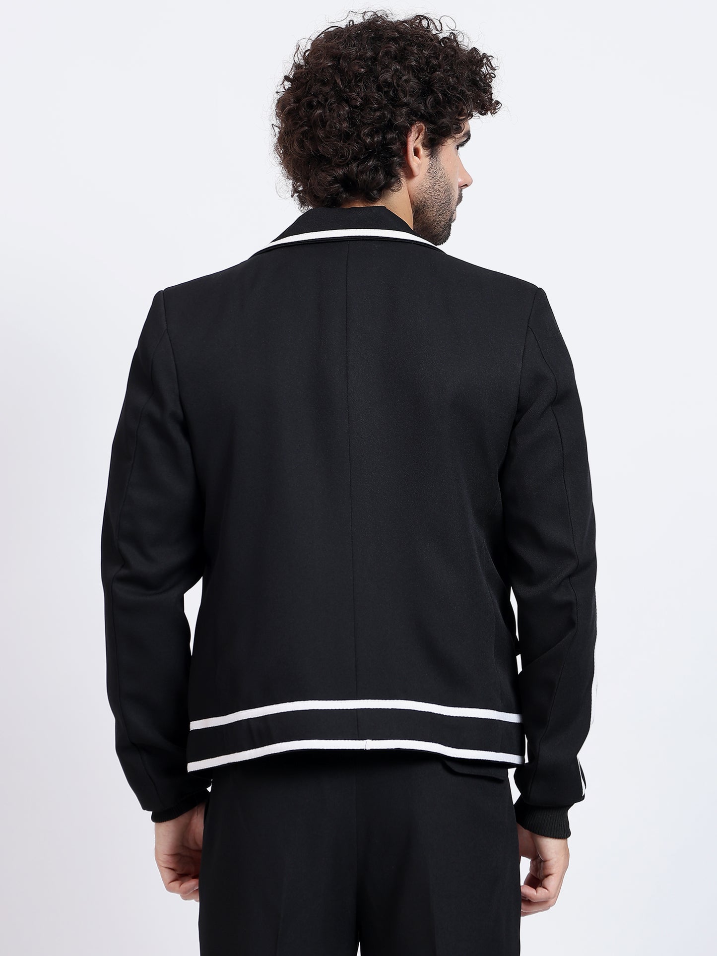 Retro Striped Trim Jacket - White