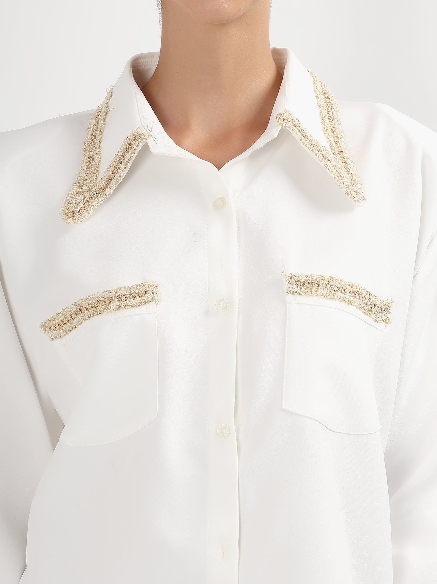 Gold Accent Power Shoulder Shirt
