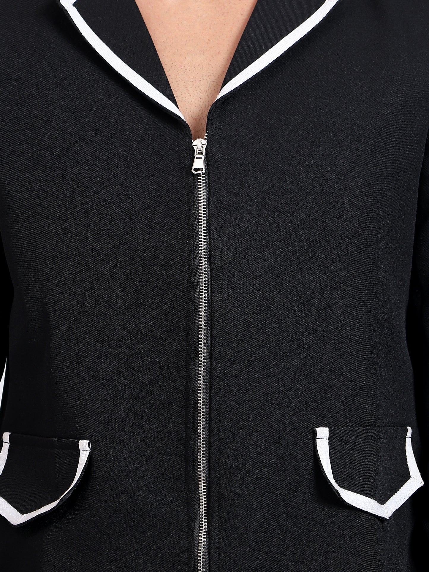 Retro Striped Trim Jacket - White