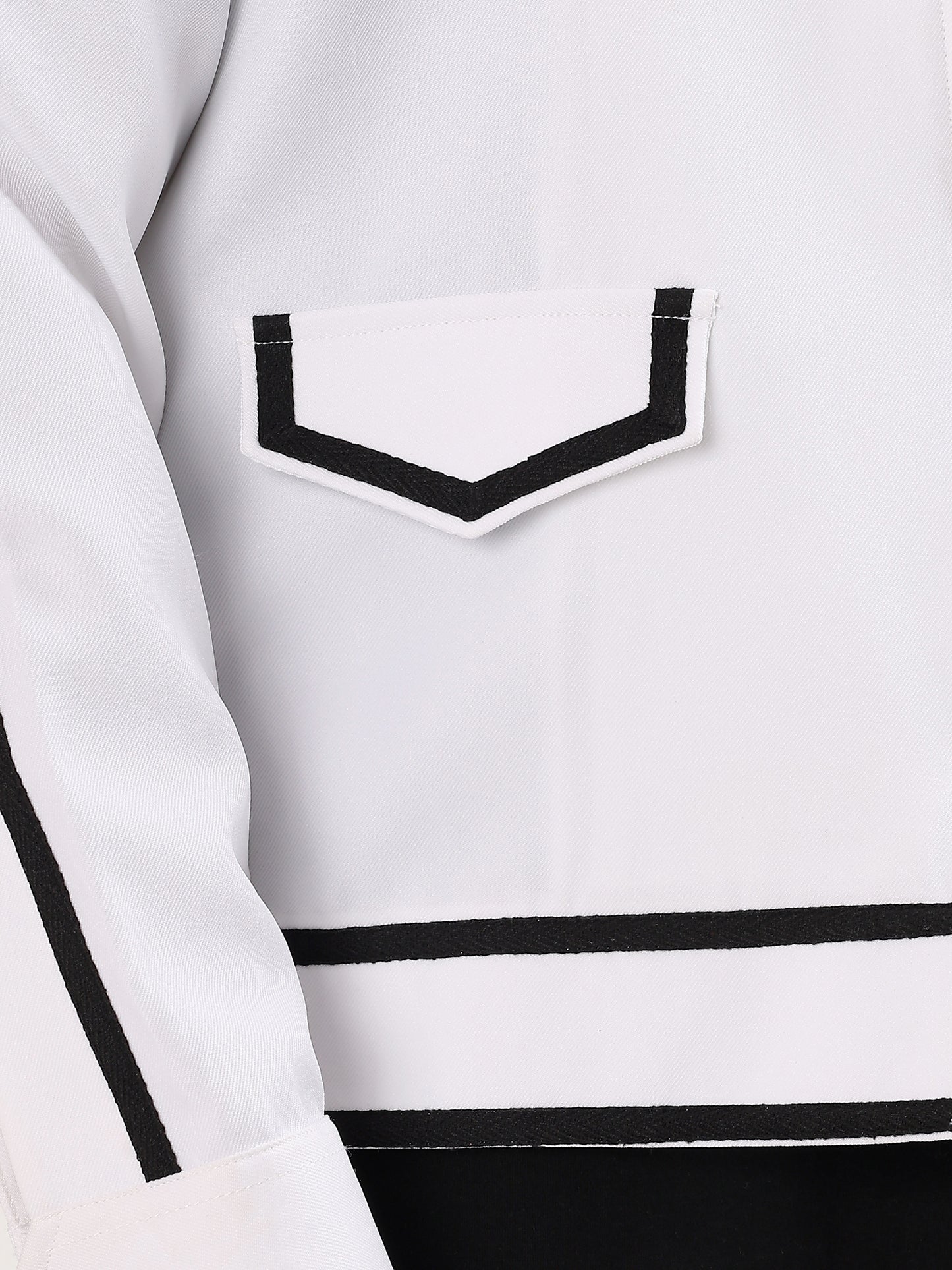 Retro Striped Trim Jacket - White