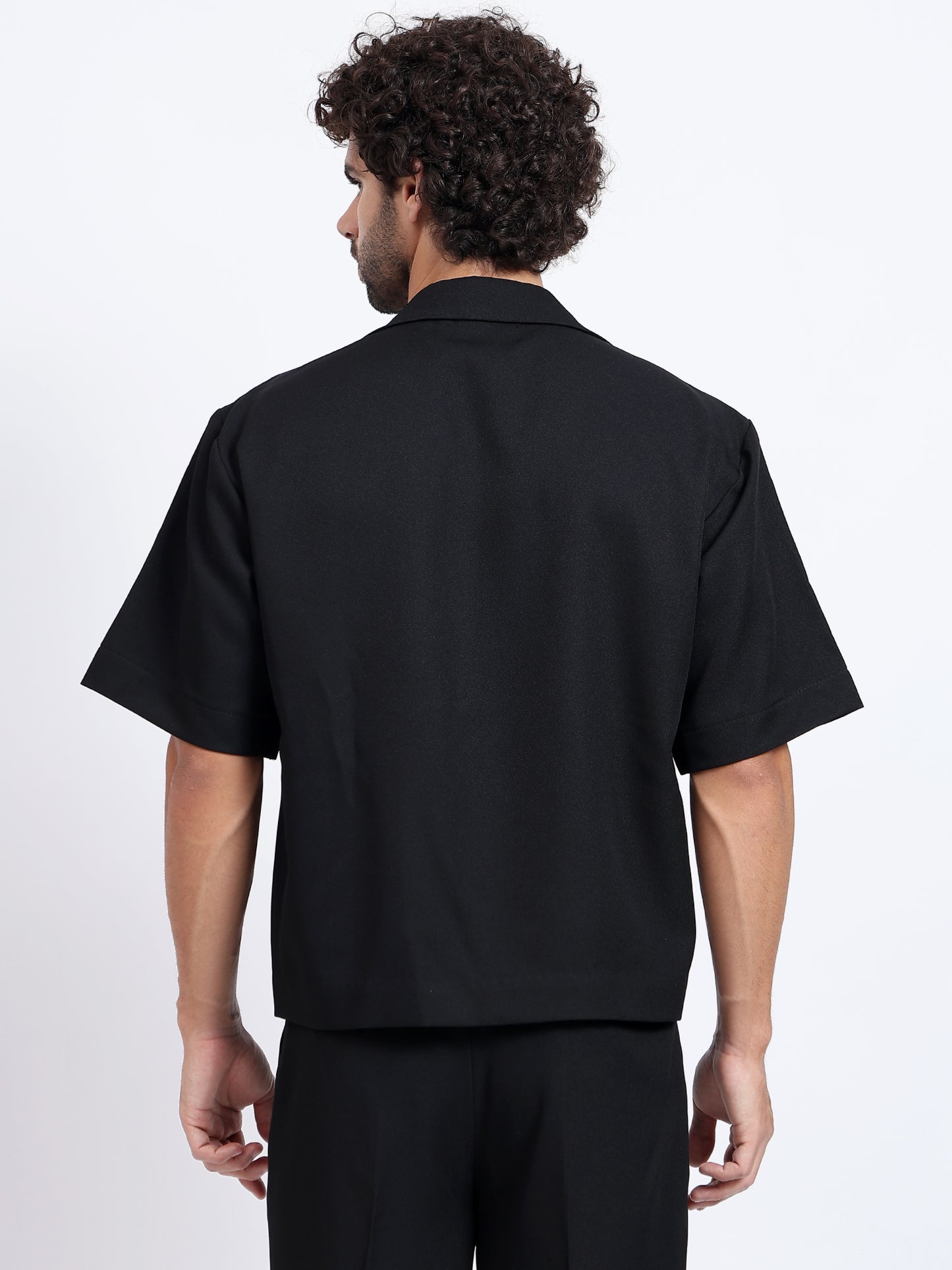 Cross Line Double Breasted Shirt - Black