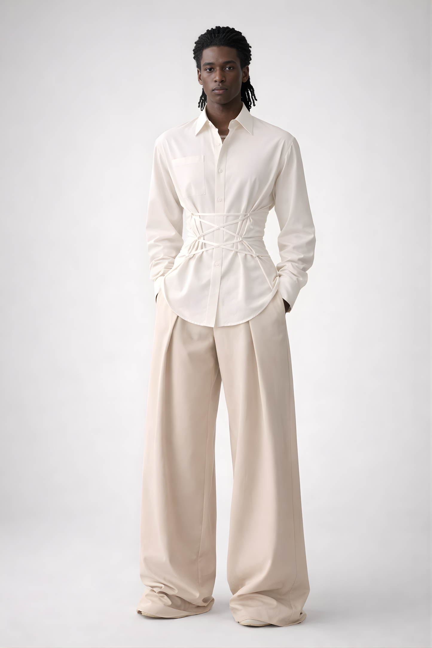 White Corset Waist Shirt - SS Vol. 11
