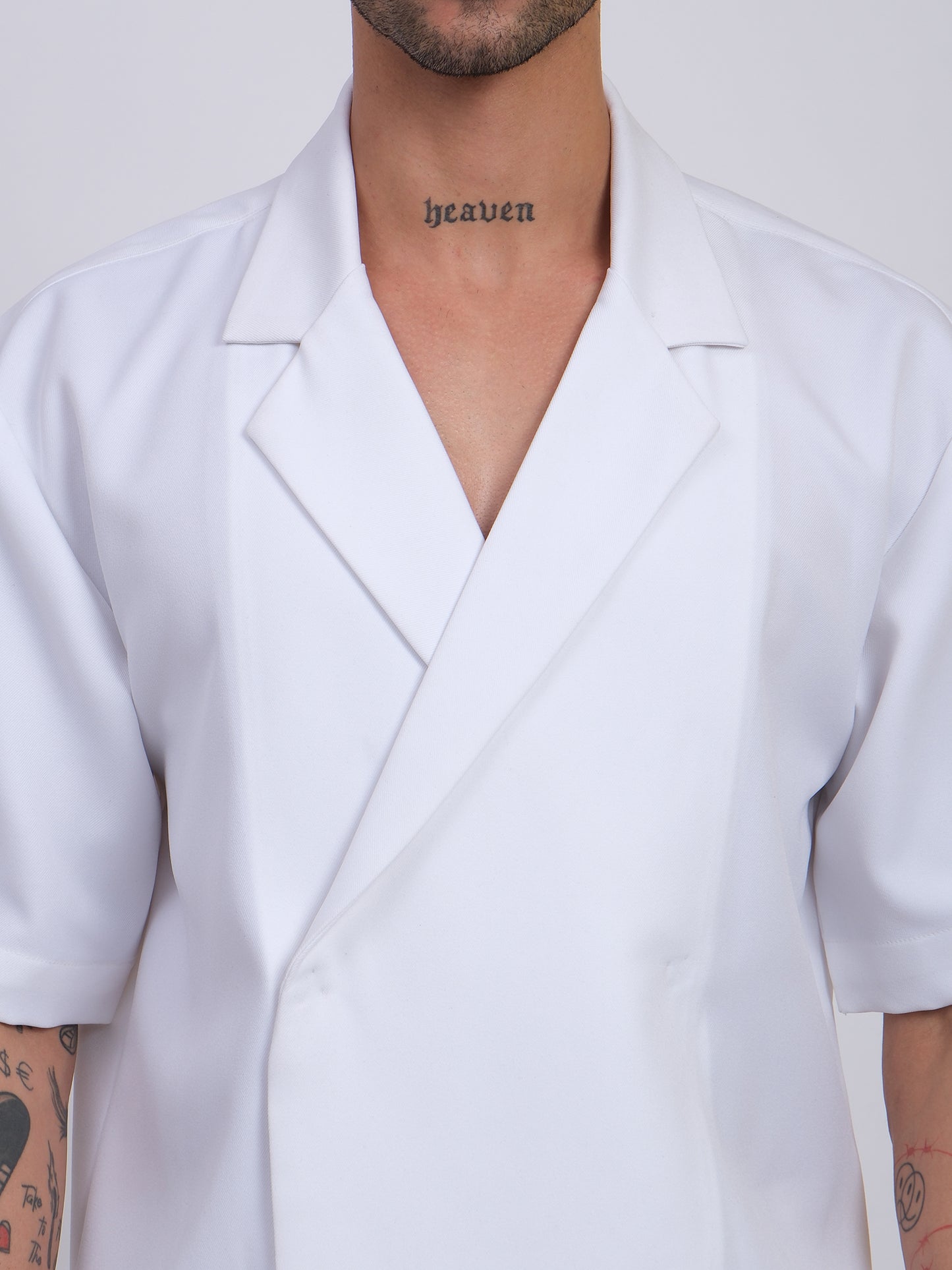 Cross Line Double Breasted Shirt - White