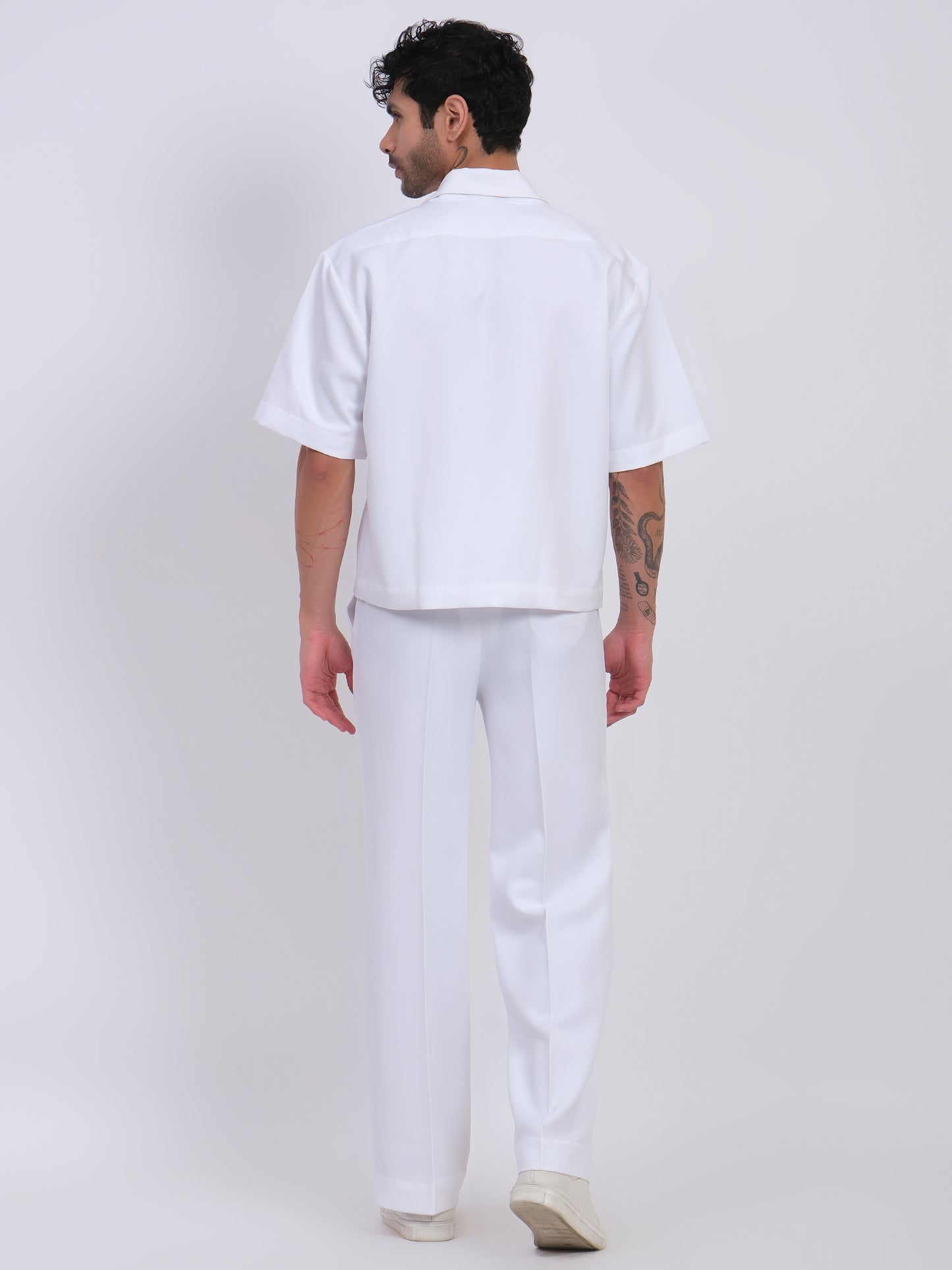 Cross Line Double Breasted Shirt - White