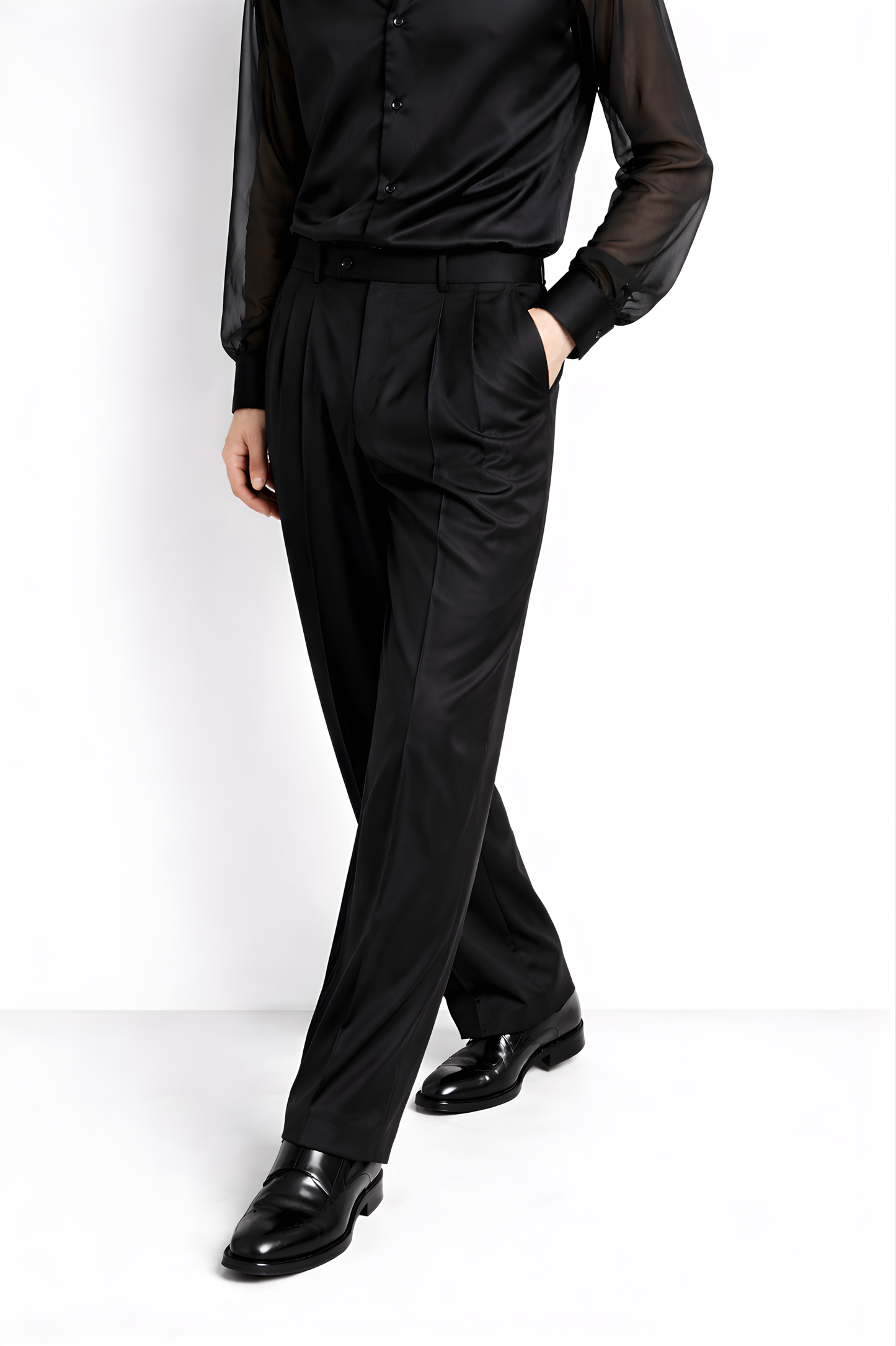 Black Satin Straight-Leg Trousers - SS Vol. 11