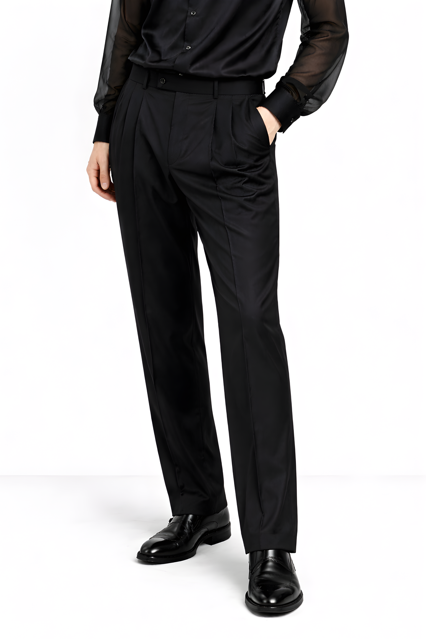 Black Satin Straight-Leg Trousers - SS Vol. 11
