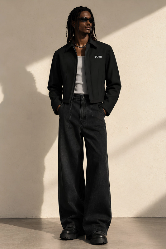 Cropped Contour Jacket - Black