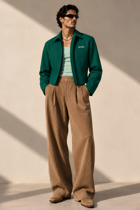 Cropped Contour Jacket - Green