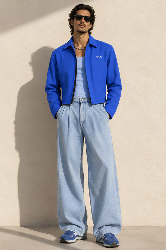 Cropped Contour Jacket - Blue