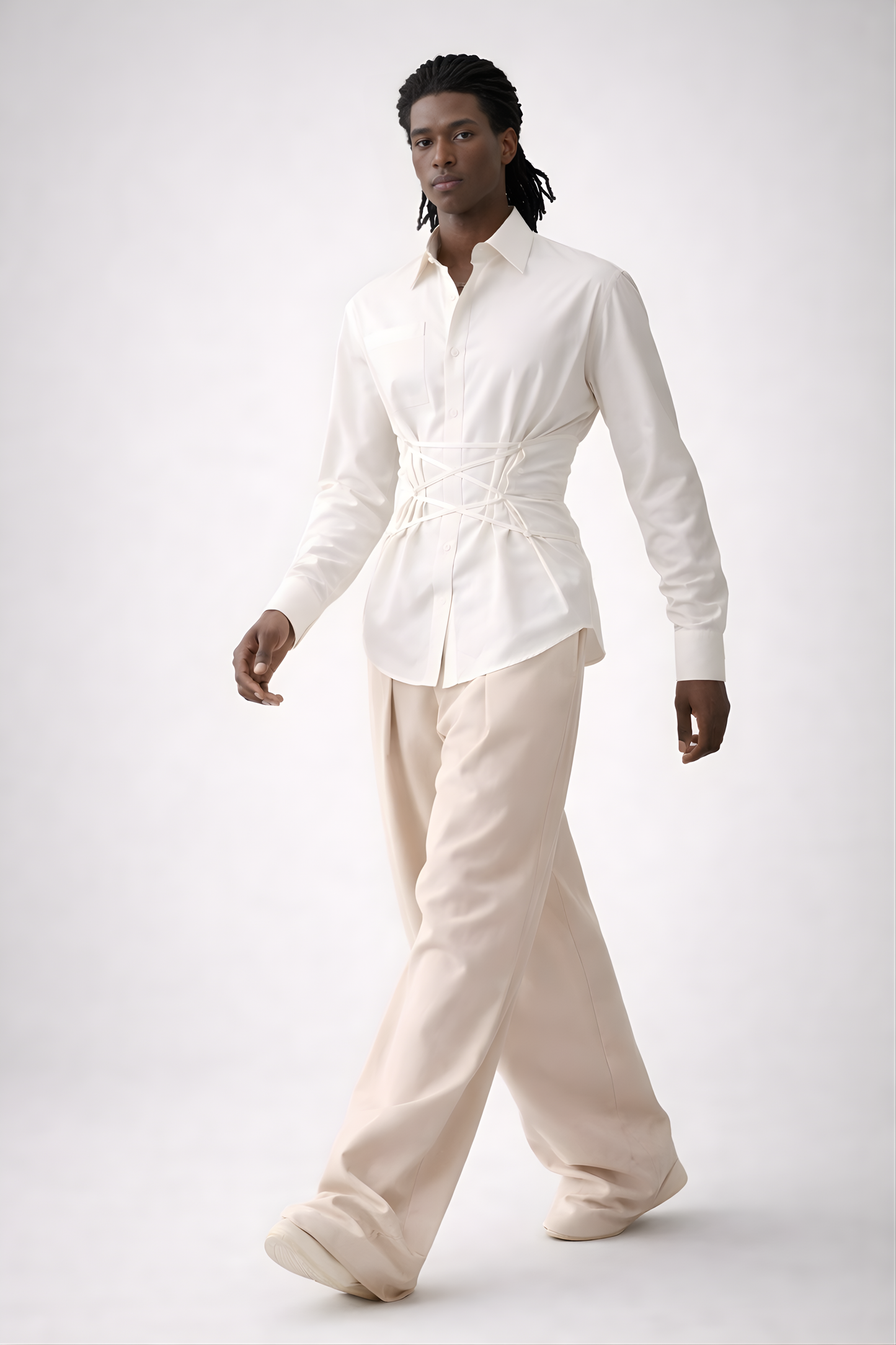 White Corset Waist Shirt - SS Vol. 11
