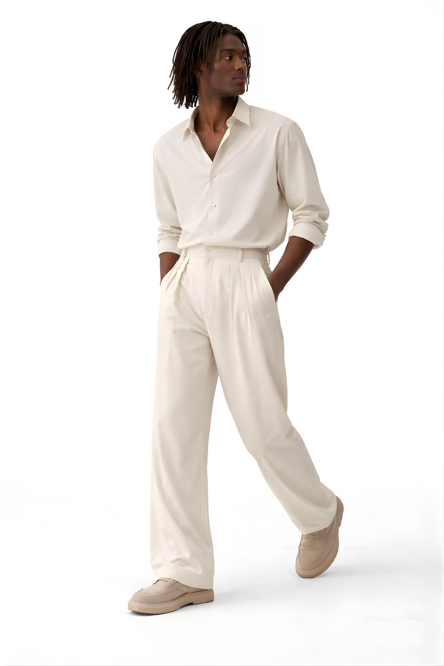 Ivory Tailored Wide-Leg Trousers - SS Vol. 11