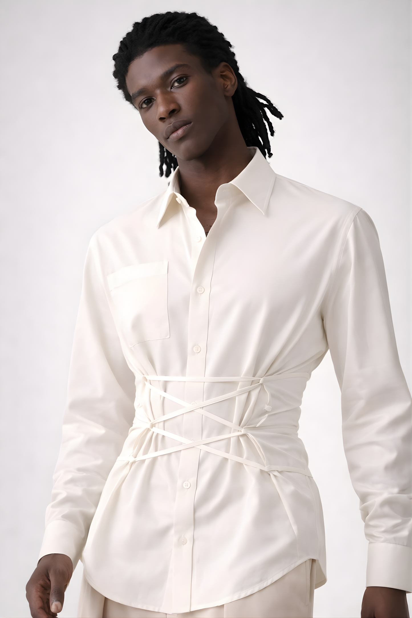 White Corset Waist Shirt - SS Vol. 11
