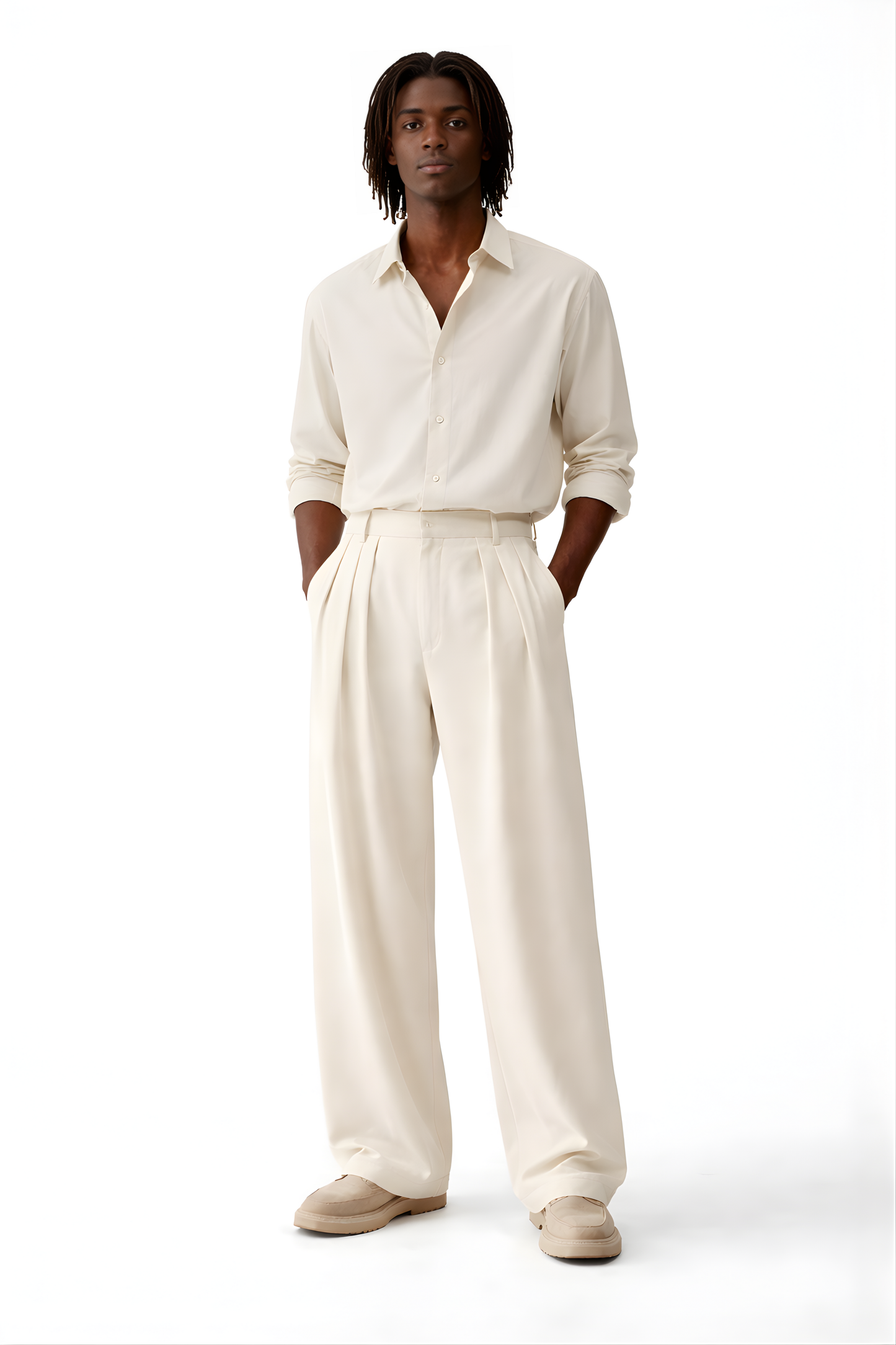 Ivory Tailored Wide-Leg Trousers - SS Vol. 11