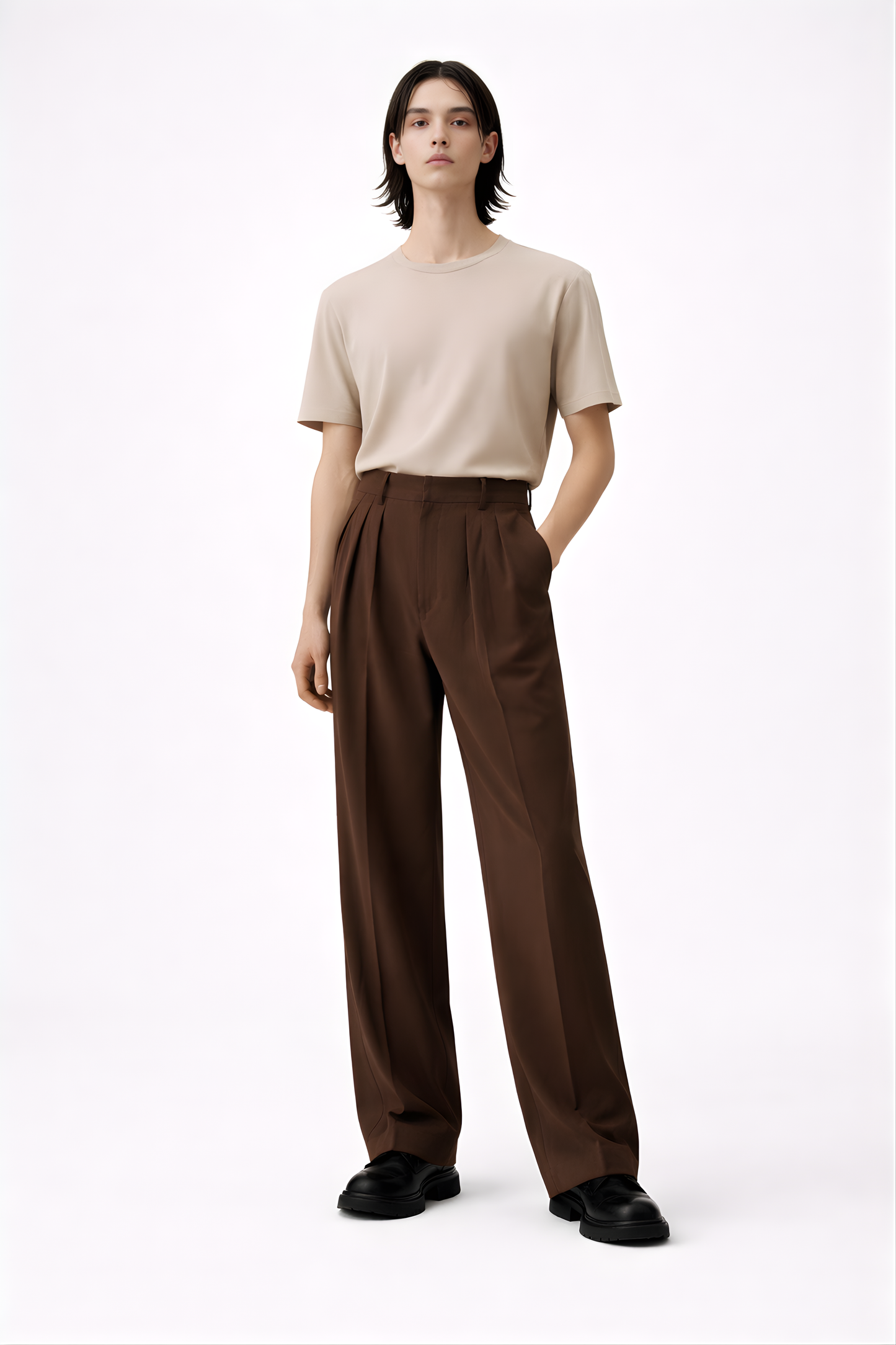 Brown Tailored Wide-Leg Trousers - SS Vol. 11